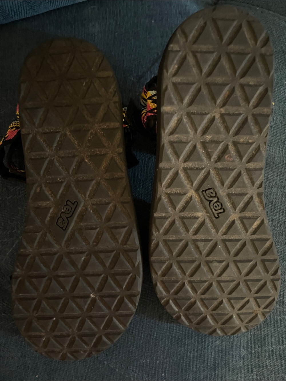 Teva Women's Black Sandals with Pink & Yellow Patterned Straps - Picture 4 of 4